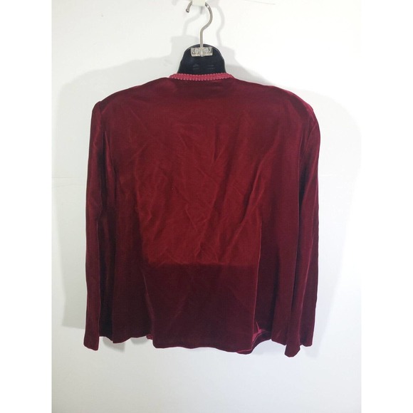 Vintage Warell Velvet 16 Open Front Burgundy Shoulder Pads Dressy Formal Jacket - Picture 7 of 9